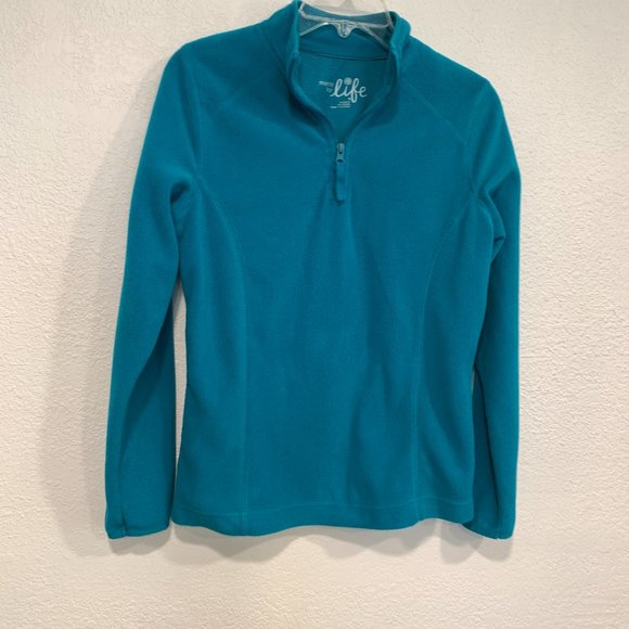 Made For Life Fleece Pullover Sweatshirt Top 1/4 Zip Long Slvs Teal Womens Small - Picture 6 of 7